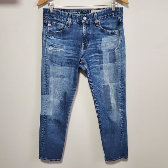 AG ADRIANO GOLDSCHMIED Ex-Boyfriend Slouchy Slim Patchwork Jeans Women's 27 x 26 - Picture 2 of 15